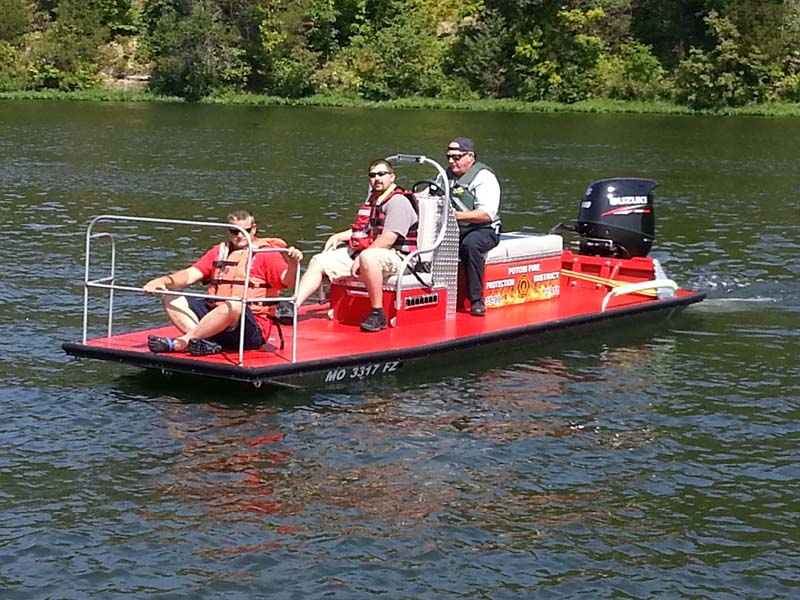 red fire district boat