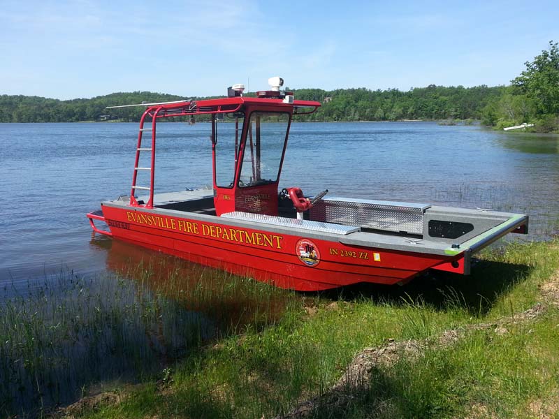 evansville fire department boat in shallows