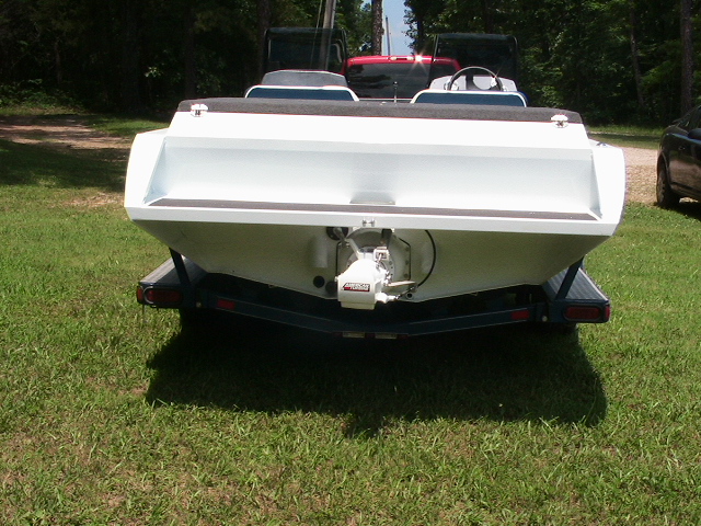 rear view of white boat